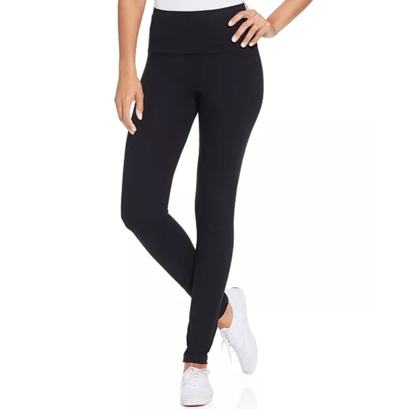 STYLE & CO Black Blend Spandex Mid Rise Tummy Control Yoga Leggings Petite Small - Picture 1 of 5